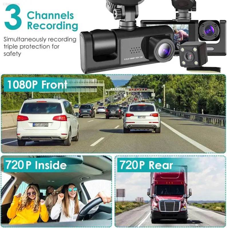 2/3 Channel Dash Cam for Car Front And Rear 1080P Video - Estalios