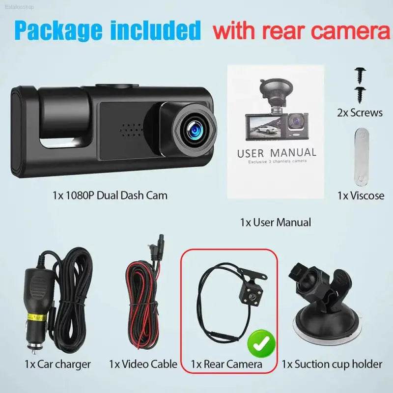 2/3 Channel Dash Cam for Car Front And Rear 1080P Video - Estalios