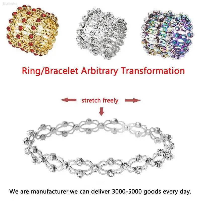 2 In 1 Creative Magic Stretchable Crystal Ring Bracelet - Estalios