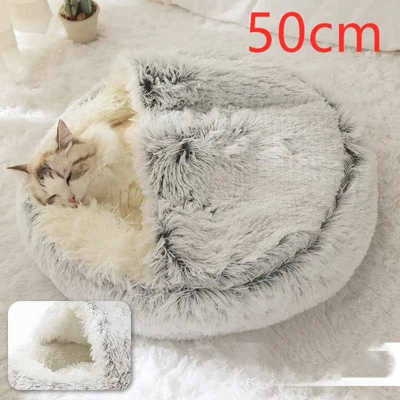 2 In 1 Dog And Cat Bed Pet Winter Bed Round Plush Warm Bed House Soft Long Plush Pets Bed Pet Products