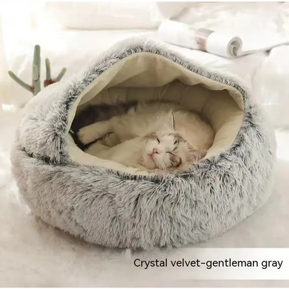 2 In 1 Dog And Cat Bed Pet Winter Bed Round Plush Warm Bed House Soft Long Plush Pets Bed Pet Products