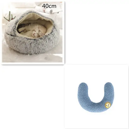 2 In 1 Dog And Cat Bed Pet Winter Bed Round Plush Warm Bed House Soft Long Plush Pets Bed Pet Products