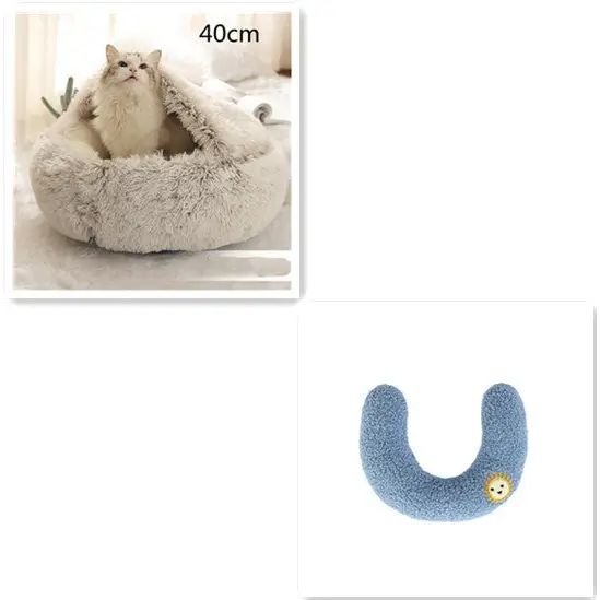 2 In 1 Dog And Cat Bed Pet Winter Bed Round Plush Warm Bed House Soft Long Plush Pets Bed Pet Products