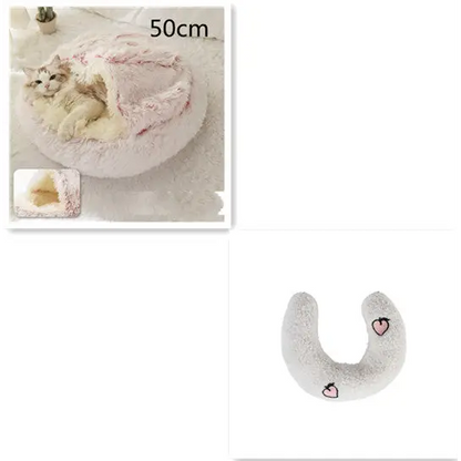 2 In 1 Dog And Cat Bed Pet Winter Bed Round Plush Warm Bed House Soft Long Plush Pets Bed Pet Products