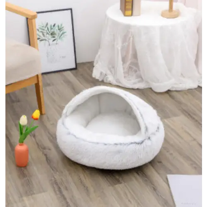 2 In 1 Dog And Cat Bed Pet Winter Bed Round Plush Warm Bed House Soft Long Plush Pets Bed Pet Products