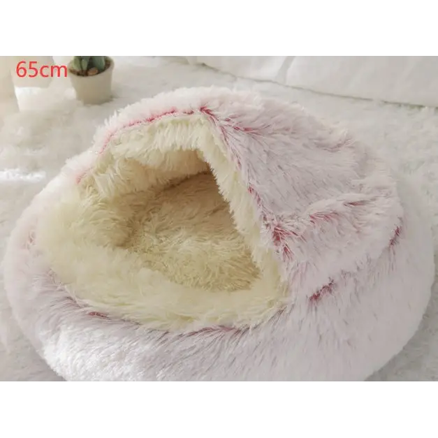 2 In 1 Dog And Cat Bed Pet Winter Bed Round Plush Warm Bed House Soft Long Plush Pets Bed Pet Products