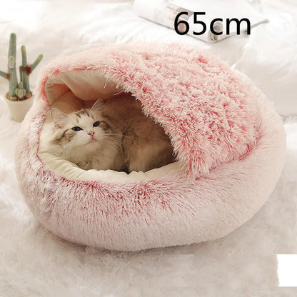 2 In 1 Dog And Cat Bed Pet Winter Bed Round Plush Warm Bed House Soft Long Plush Pets Bed Pet Products