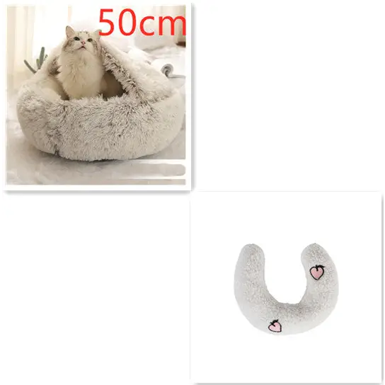 2 In 1 Dog And Cat Bed Pet Winter Bed Round Plush Warm Bed House Soft Long Plush Pets Bed Pet Products