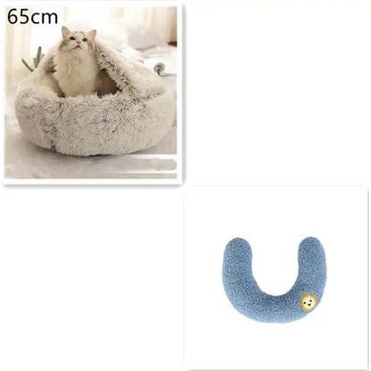 2 In 1 Dog And Cat Bed Pet Winter Bed Round Plush Warm Bed House Soft Long Plush Pets Bed Pet Products