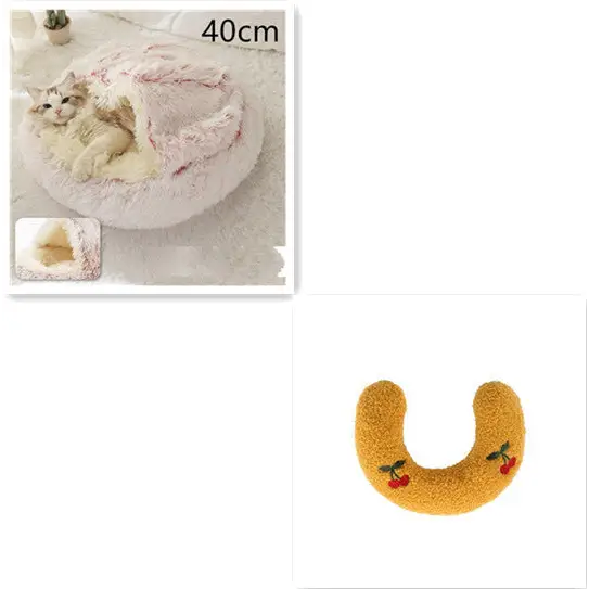 2 In 1 Dog And Cat Bed Pet Winter Bed Round Plush Warm Bed House Soft Long Plush Pets Bed Pet Products