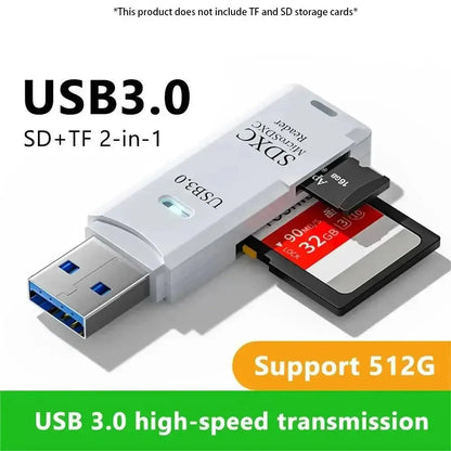 2-in-1 High-Speed USB Card Reader for quick transfers of SD and TF cards