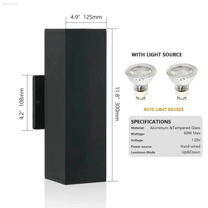 IP65 Waterproof Outdoor Wall Light Sconce with Up and Down Lighting for Modern Patios and Porches