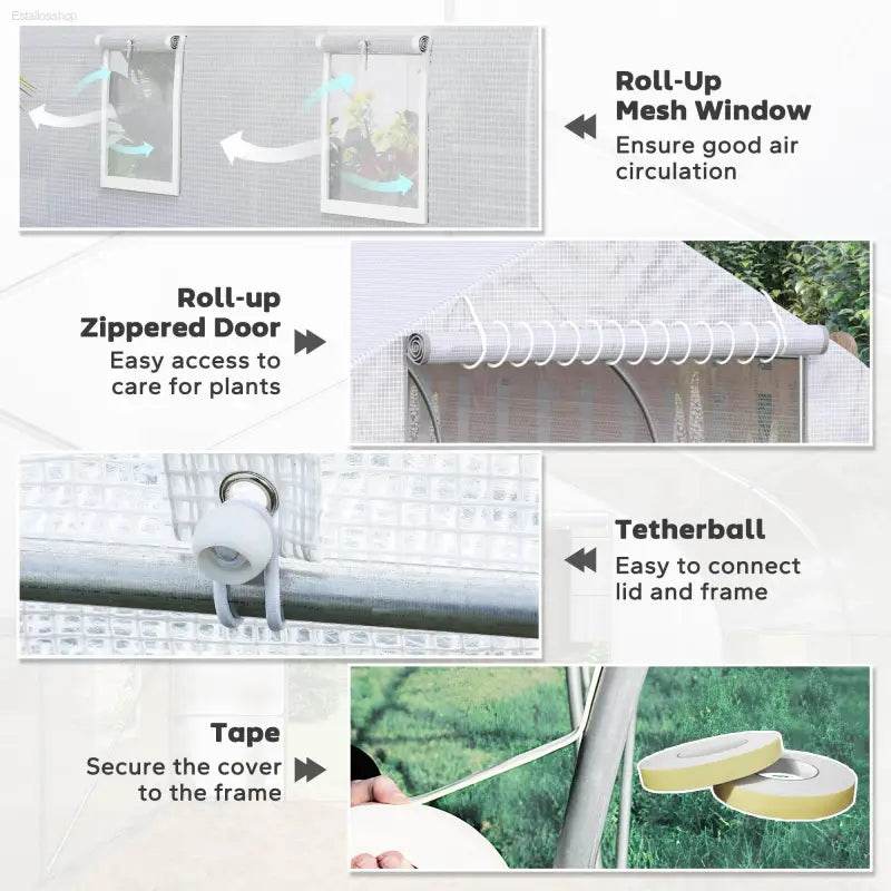 20' X 10' X 7' Greenhouse Large Walk-In Gardening White - Estalios