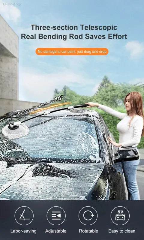 2022 New 15 Degree Bend Car Cleaning Brush with Telescoping Handle - Estalios