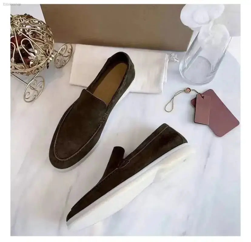 2023 Summer Leather British Kick Bean Shoes for Stylish Couples - EstaliosShop