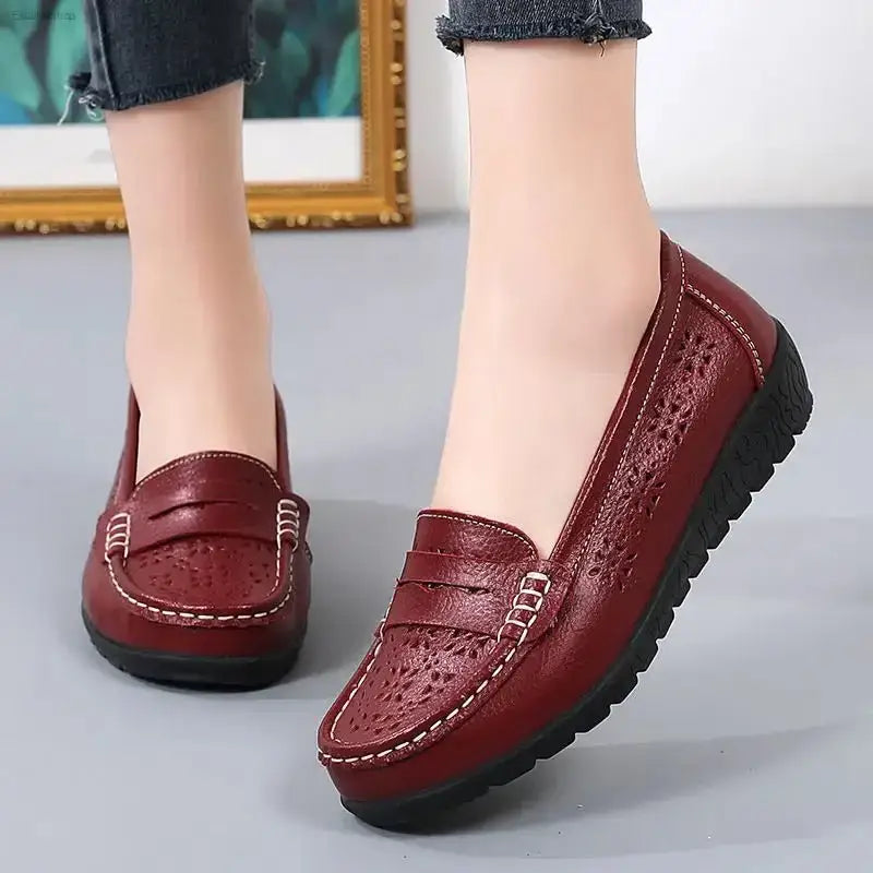 2024 Casual Women's Hollow Bean Shoes with Breathable Cow Muscle Soles for Nurses and Busy Moms - EstaliosShop