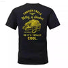 Black t-shirt with a humorous military-themed graphic.