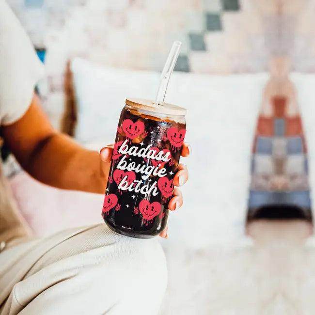 Heart Vibes Glass Tumbler for Joyful Sipping Everyday - Estalios
