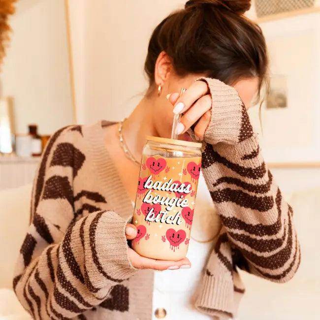 Heart Vibes Glass Tumbler for Joyful Sipping Everyday - Estalios