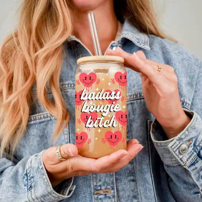 Heart Vibes Glass Tumbler for Joyful Sipping Everyday - Estalios