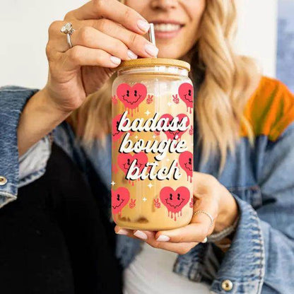 Heart Vibes Glass Tumbler for Joyful Sipping Everyday - Estalios