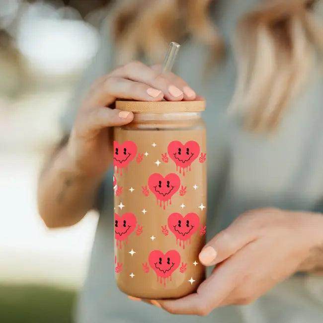 Heart Vibes Glass Tumbler for Joyful Sipping Everyday - Estalios
