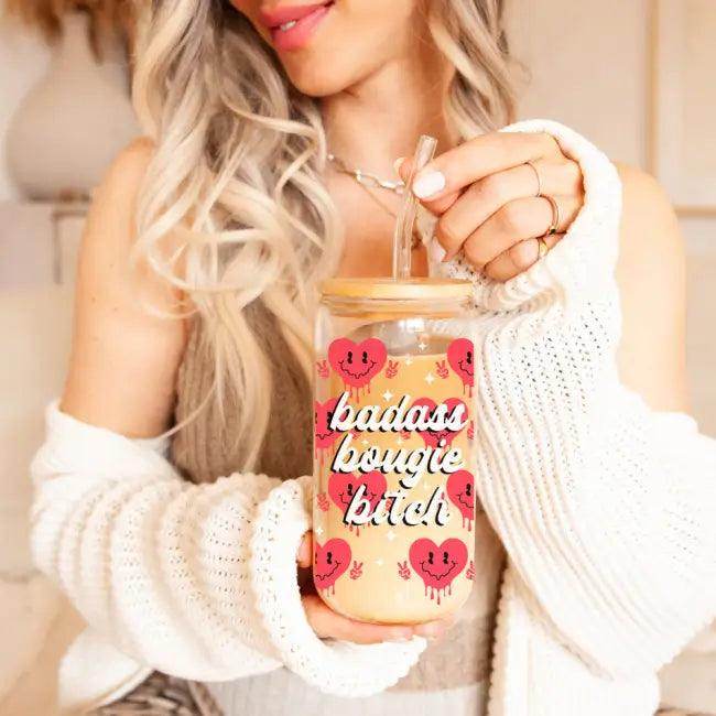 Heart Vibes Glass Tumbler for Joyful Sipping Everyday - Estalios