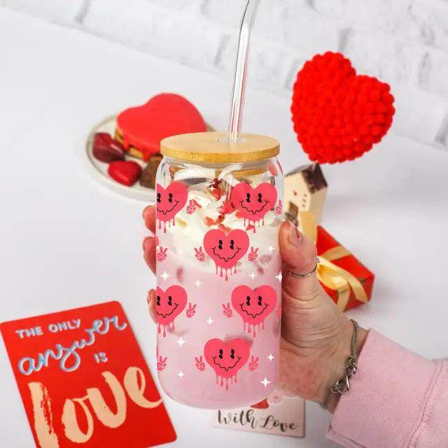 Heart Vibes Glass Tumbler for Joyful Sipping Everyday - Estalios