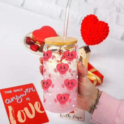 Heart Vibes Glass Tumbler for Joyful Sipping Everyday - Estalios