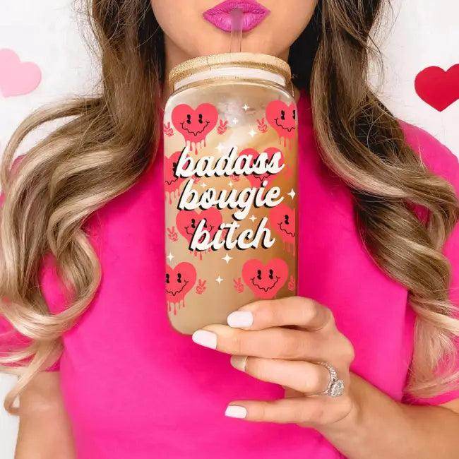 Heart Vibes Glass Tumbler for Joyful Sipping Everyday - Estalios