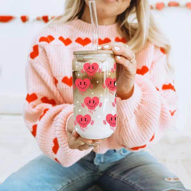 Heart Vibes Glass Tumbler for Joyful Sipping Everyday - Estalios