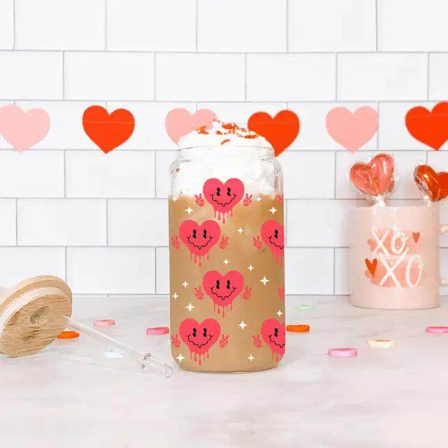 Heart Vibes Glass Tumbler for Joyful Sipping Everyday - Estalios