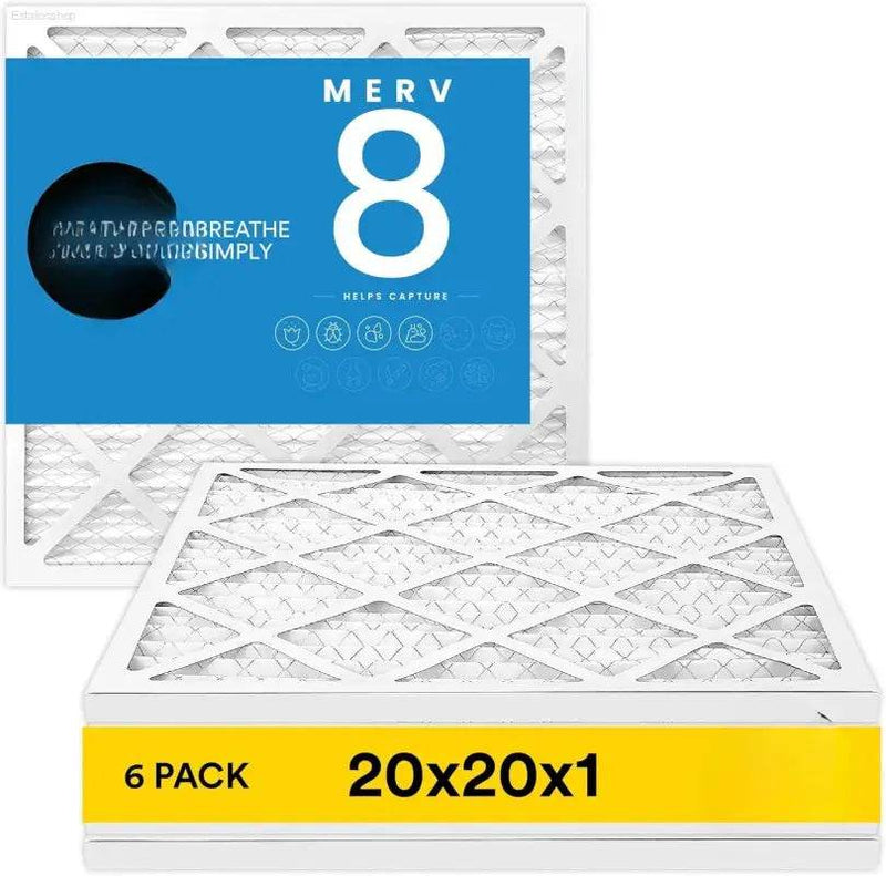 20x20x1 Air Filter, Merv 8, MPR 600, 6 Pack for Cleaner Air - Estalios