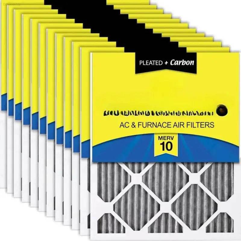 Stacked AC and furnace air filters.