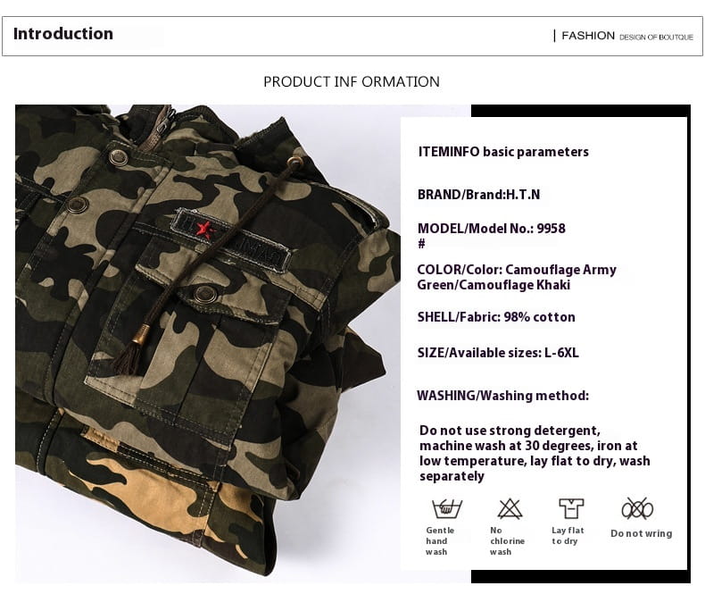 Casual Men’s Jacket Camouflage Printed Outerwear