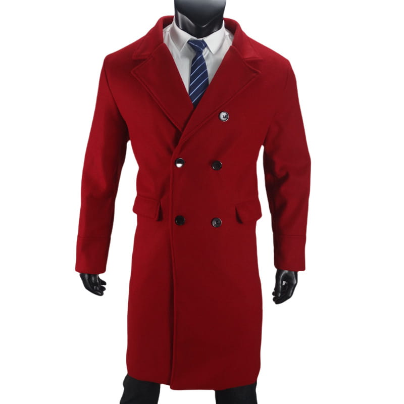 Men’s Woolen Large Overcoat Male Double-breasted Coat