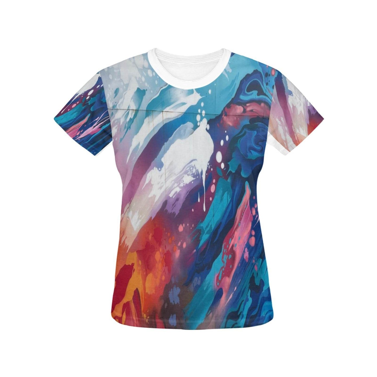 Women's All Over Print T-shirt Collar solid color（Made in Queen，Ships to USA Only） - Estalios