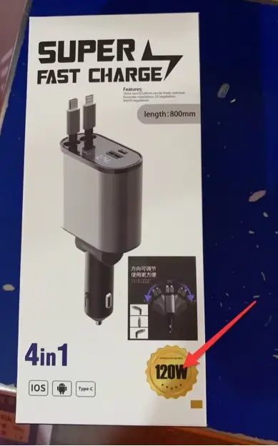 Metal Car Charger 100W Super Fast Charging Adapter