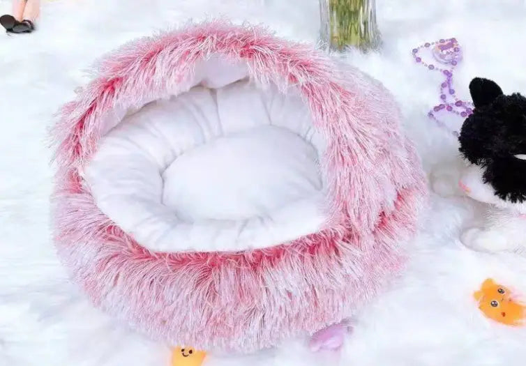 2 In 1 Dog And Cat Bed Pet Winter Bed Round Plush Warm Bed House Soft Long Plush Pets Bed Pet Products