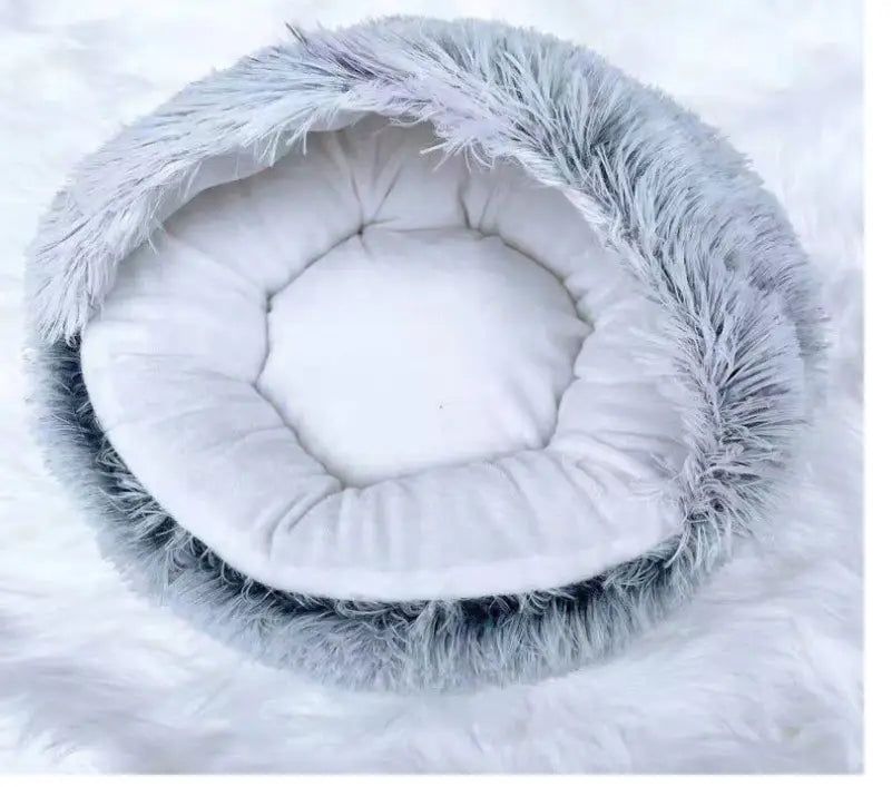 2 In 1 Dog And Cat Bed Pet Winter Bed Round Plush Warm Bed House Soft Long Plush Pets Bed Pet Products