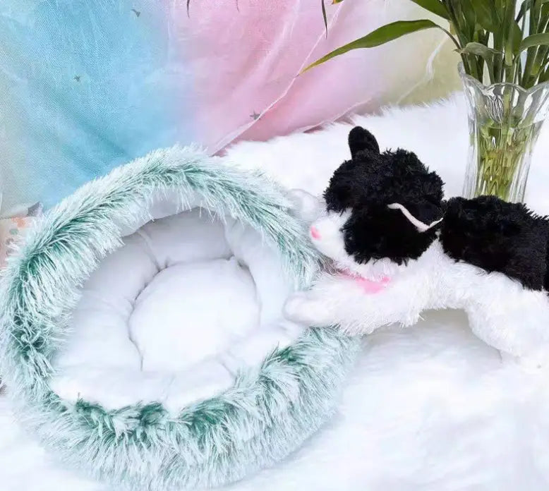 2 In 1 Dog And Cat Bed Pet Winter Bed Round Plush Warm Bed House Soft Long Plush Pets Bed Pet Products