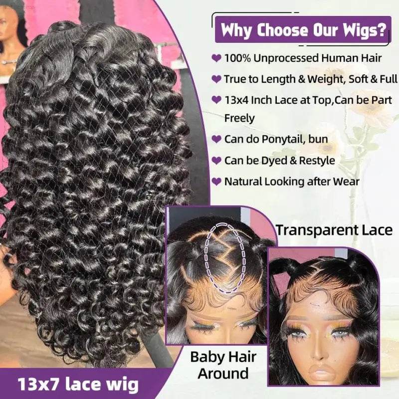 250 Density Loose Wave 13x6 HD Lace Front Wig 30 40 Inch - Estalios