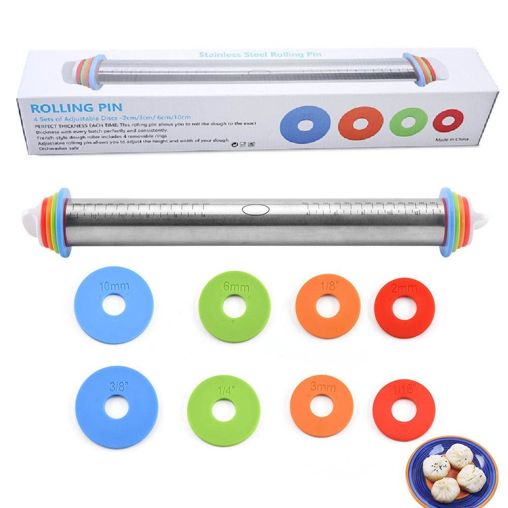 17 Inch Stainless Steel Adjustable Rolling Pin Kneading Tool - Estalios