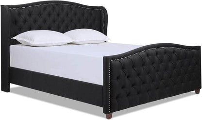 Marcella Upholstered Shelter Headboard Bed Set, Queen Size - Estalios