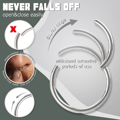 16g Steel Hoop Silver 7-1mm Nose Piercing Jewelry - Estalios