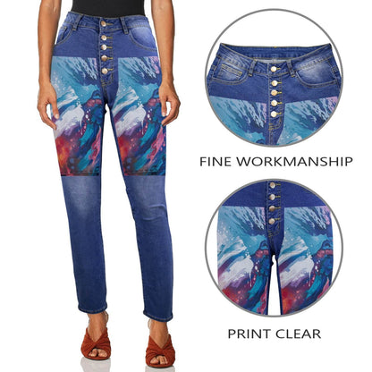 Women's Jeans with Front Printing Made in USA Ships Only - Estalios