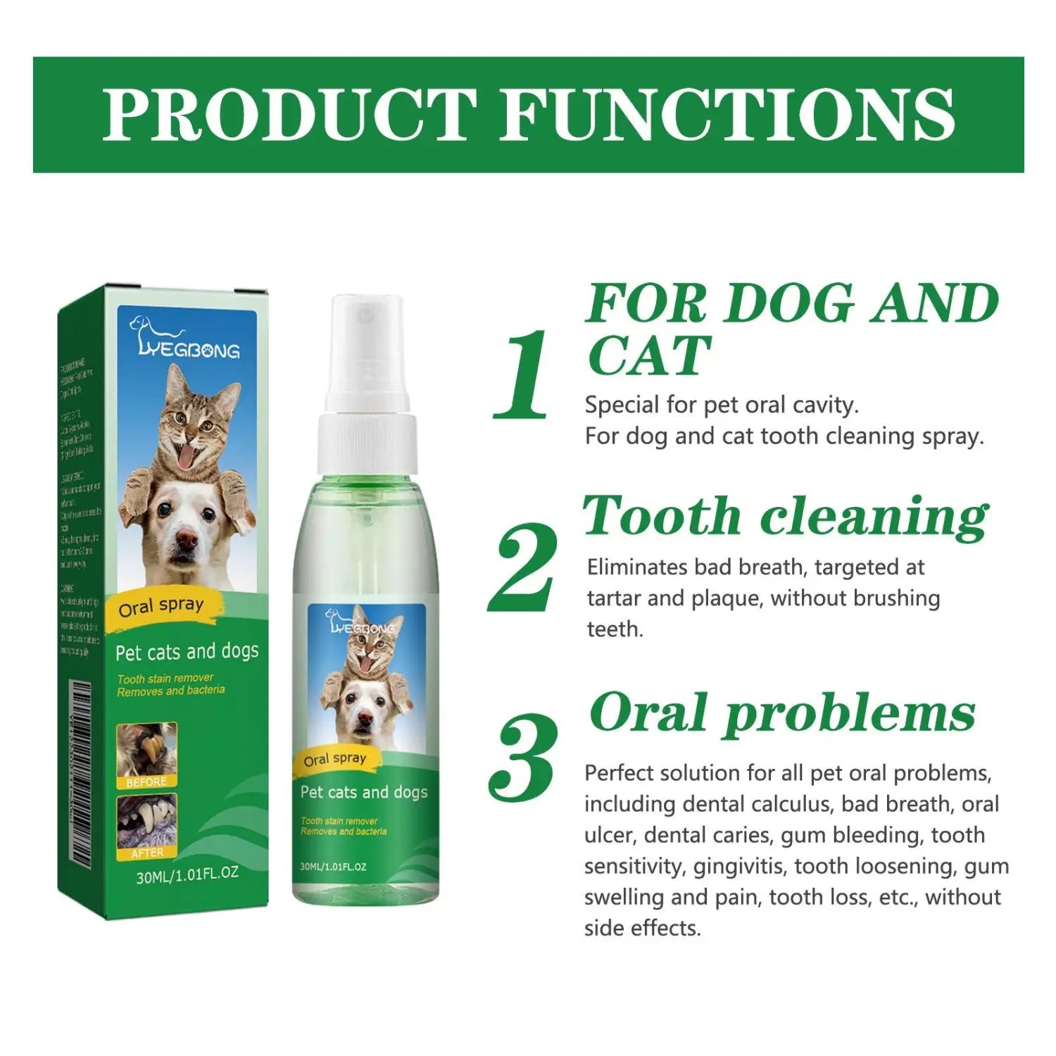 Spray desodorante para el aliento de mascotas, para perros y gatos