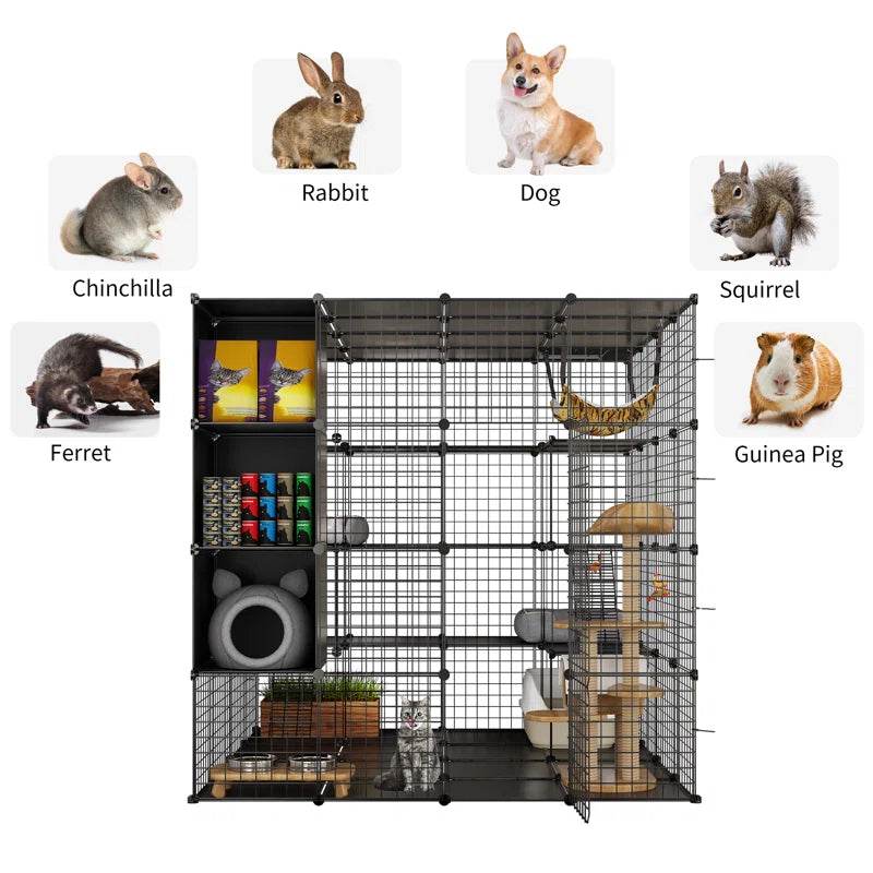 Boivin Portable Outdoor Cat Cage with Shelves for Playtime - Estalios