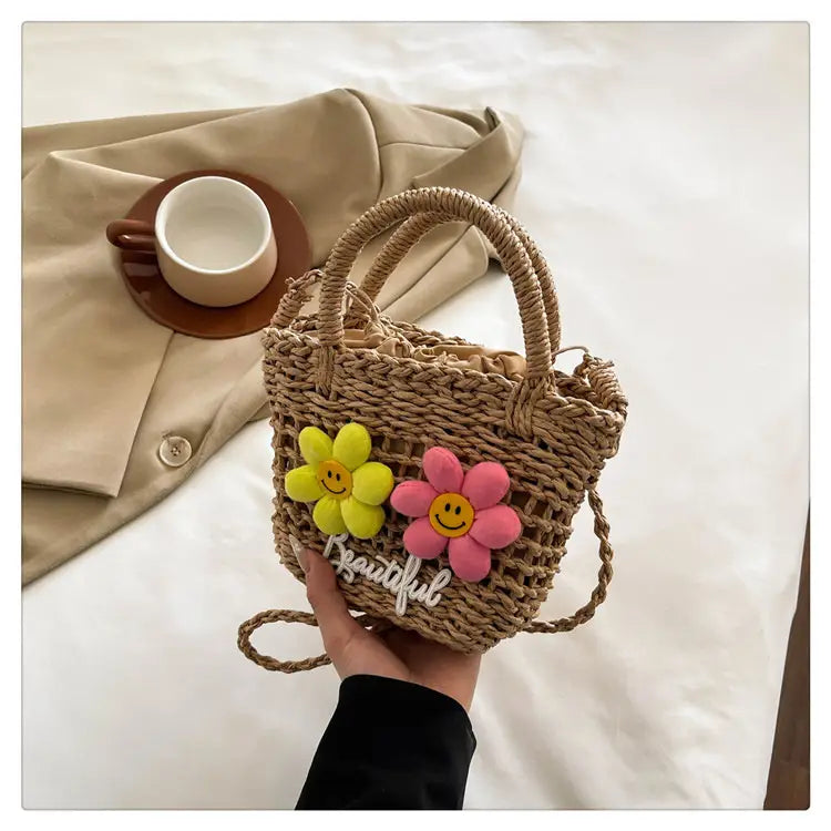 Summer Woven Bag Versatile Handheld Crossbody Hollow Beach Bag