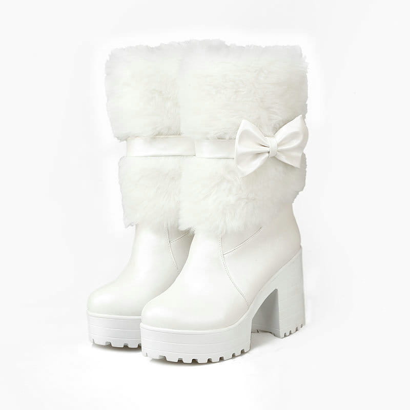 Women’s Thick Heel Snow Sweet Bow Boots